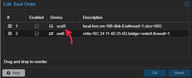 image of boot order menu